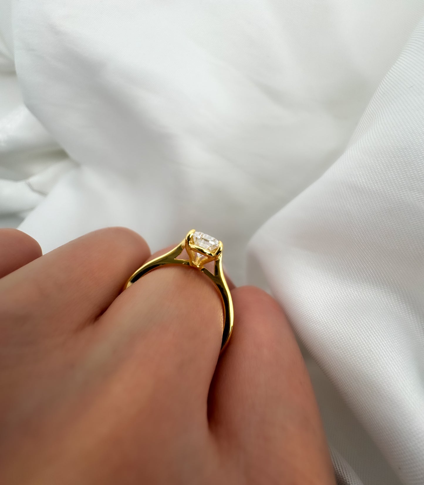 Pear Shape Lab Diamond Engagement Ring in 14K Solid Gold