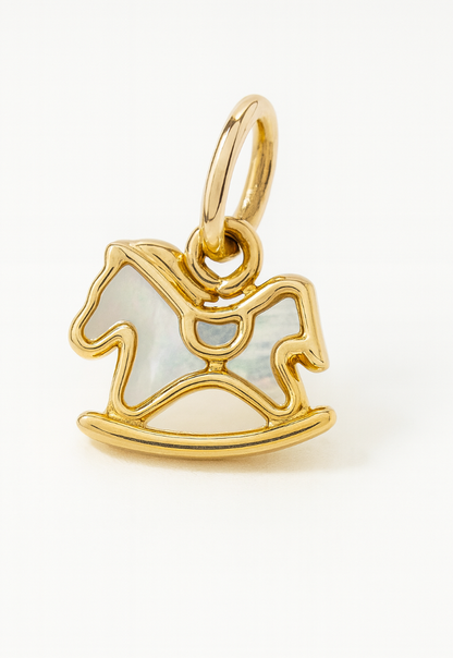14k Solid Gold Mother of Pearl Charm Pendant | Heart & Animal Designs