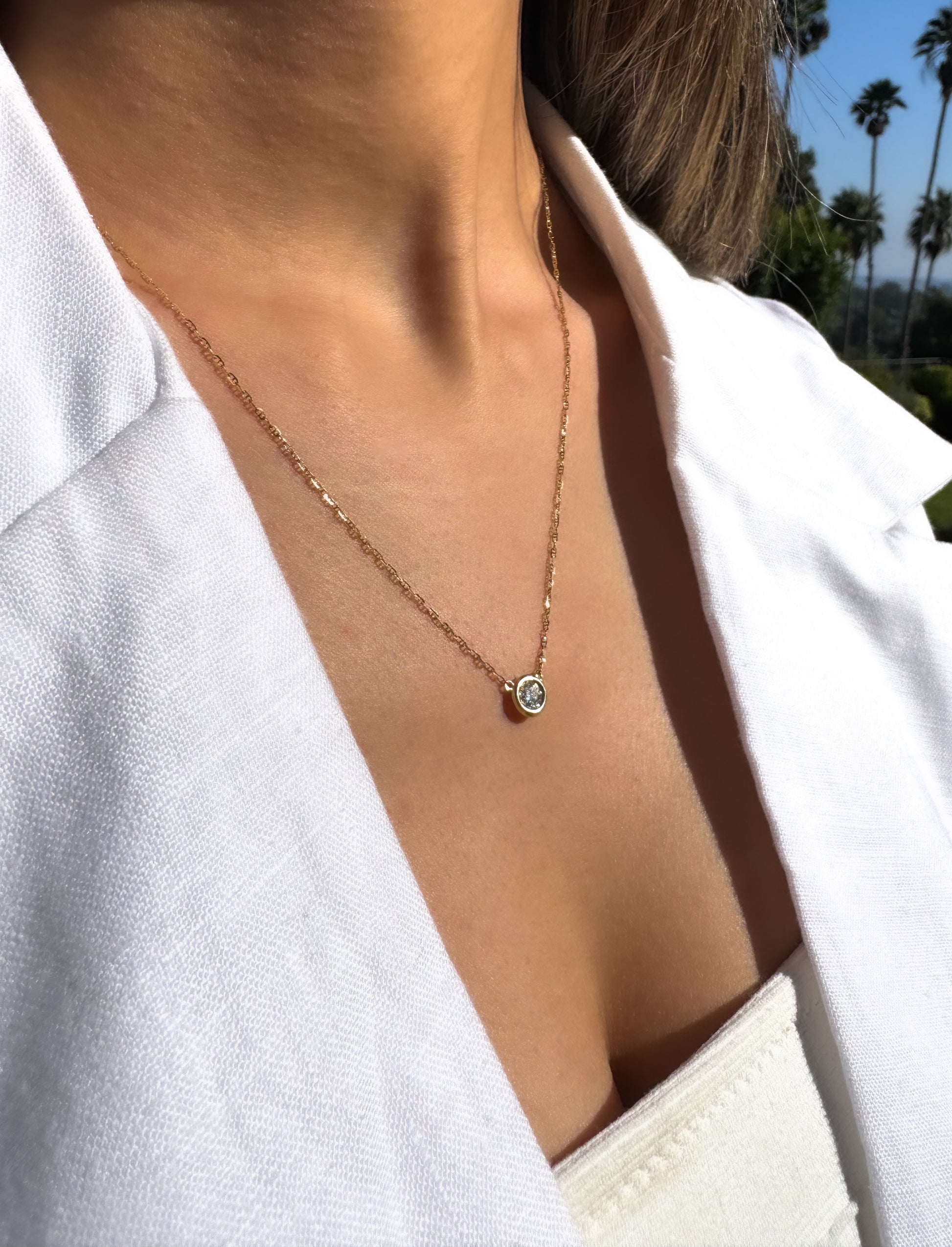 Diamond Solitaire Bezel Necklace / 14k Gold Diamond Necklace / Natural Diamond Necklace / Floating Diamond / Dainty Diamond Necklace / Bridal Party Gift / GIFT FOR HER / MOTHERS DAY GIFT / STATIONARY DIAMOND NECKLACE / DIAMOND SOLITAIRE NECKLACE / DIAMOND BEZEL NECKLACE