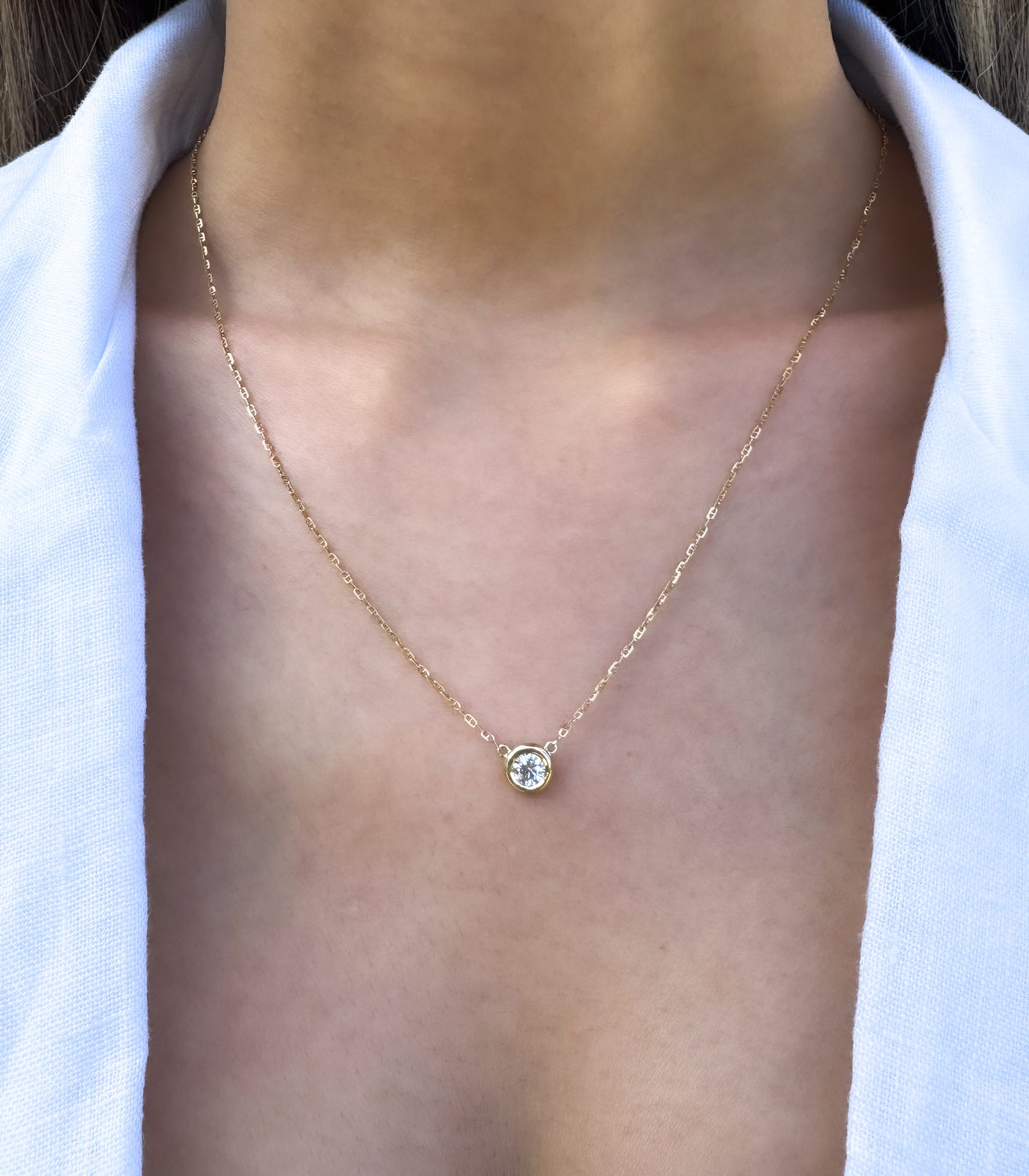 Diamond Solitaire Bezel Necklace / 14k Gold Diamond Necklace / Natural Diamond Necklace / Floating Diamond / Dainty Diamond Necklace / Bridal Party Gift / GIFT FOR HER / MOTHERS DAY GIFT / STATIONARY DIAMOND NECKLACE / DIAMOND SOLITAIRE NECKLACE / DIAMOND BEZEL NECKLACE