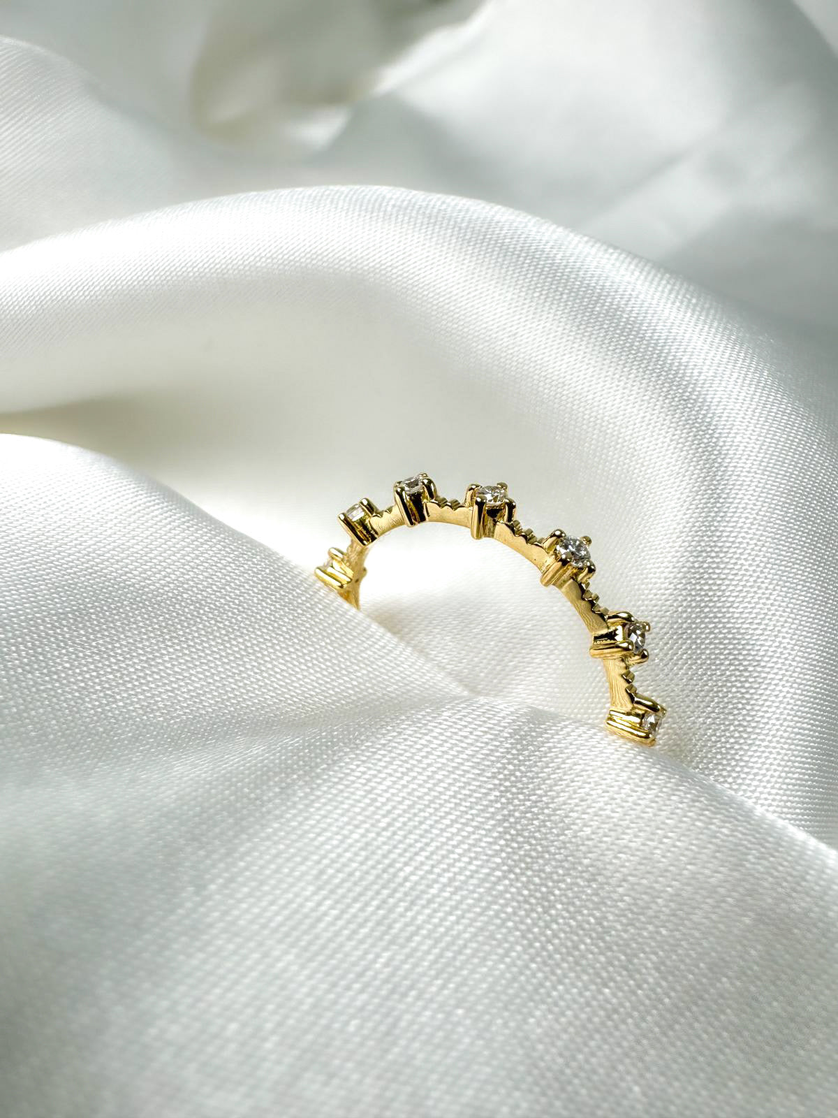 Small diamond ring in 14k gold, delicate stacking ring