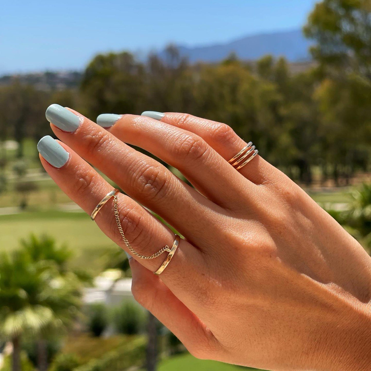 Solid 14k Gold Knuckle Ring With Chain