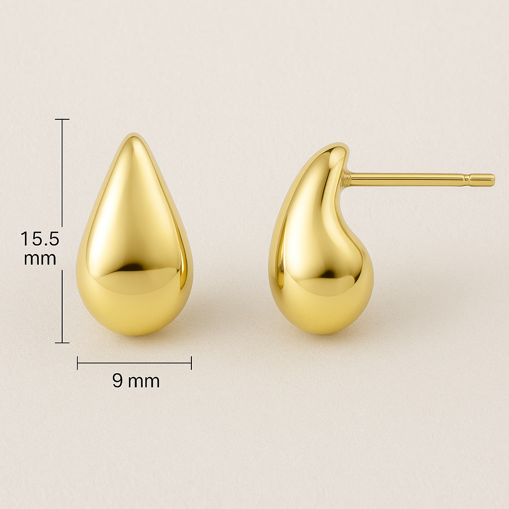 14k Gold Teardrop Earrings: Minimalist Modern Sculptural Studs