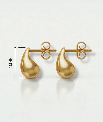 14k Gold Teardrop Earrings: Minimalist Modern Sculptural Studs