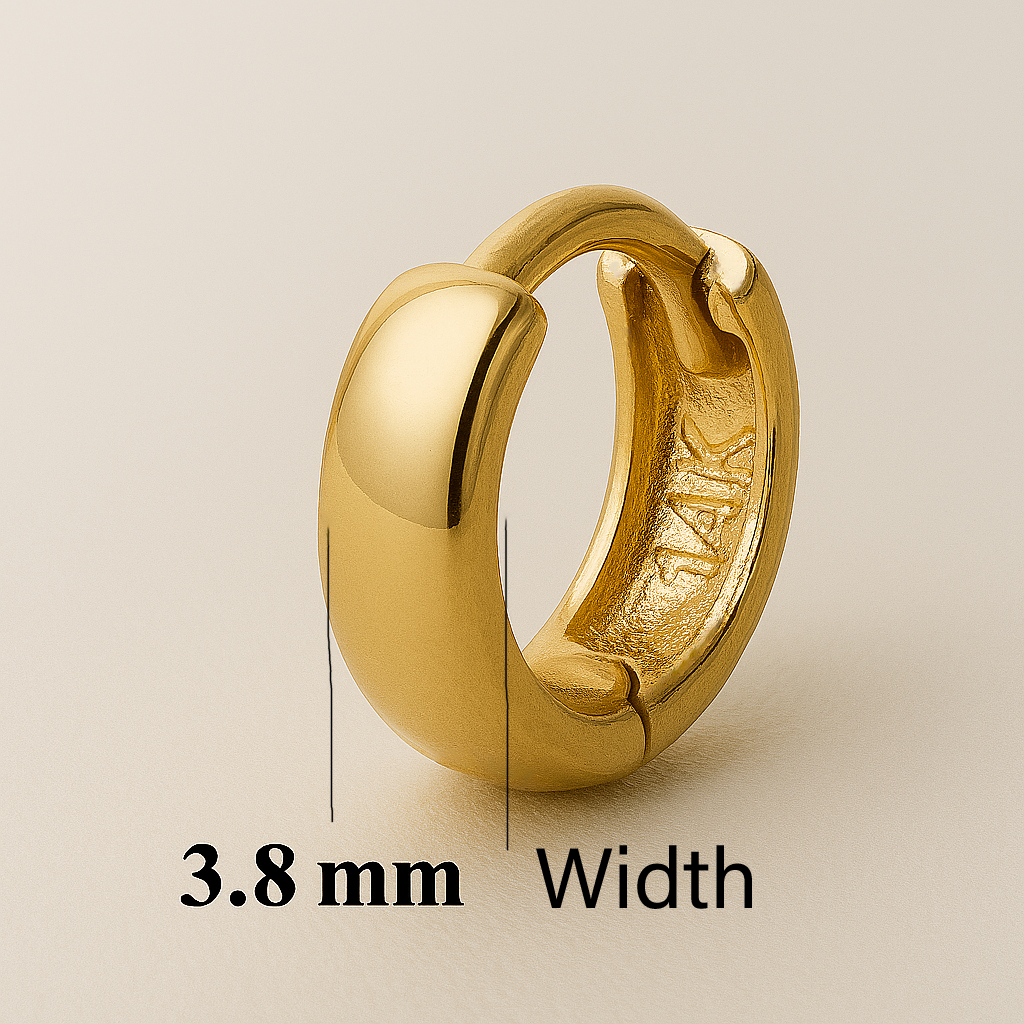 14k Solid Gold Huggie Hoop Earrings: Chunky Minimalist Hoops