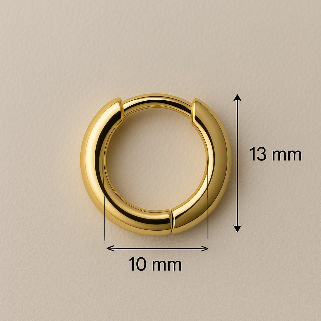 14k Solid Gold Huggie Hoop Earrings: Chunky Minimalist Hoops