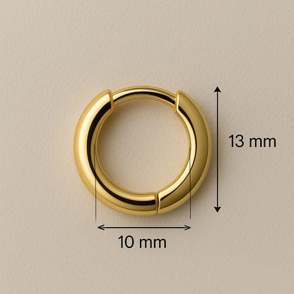 14k Solid Gold Huggie Hoop Earrings: Chunky Minimalist Hoops