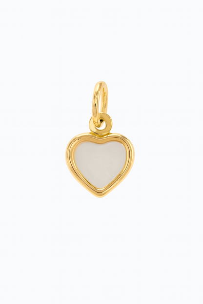 14k Solid Gold Mother of Pearl Charm Pendant | Heart & Animal Designs