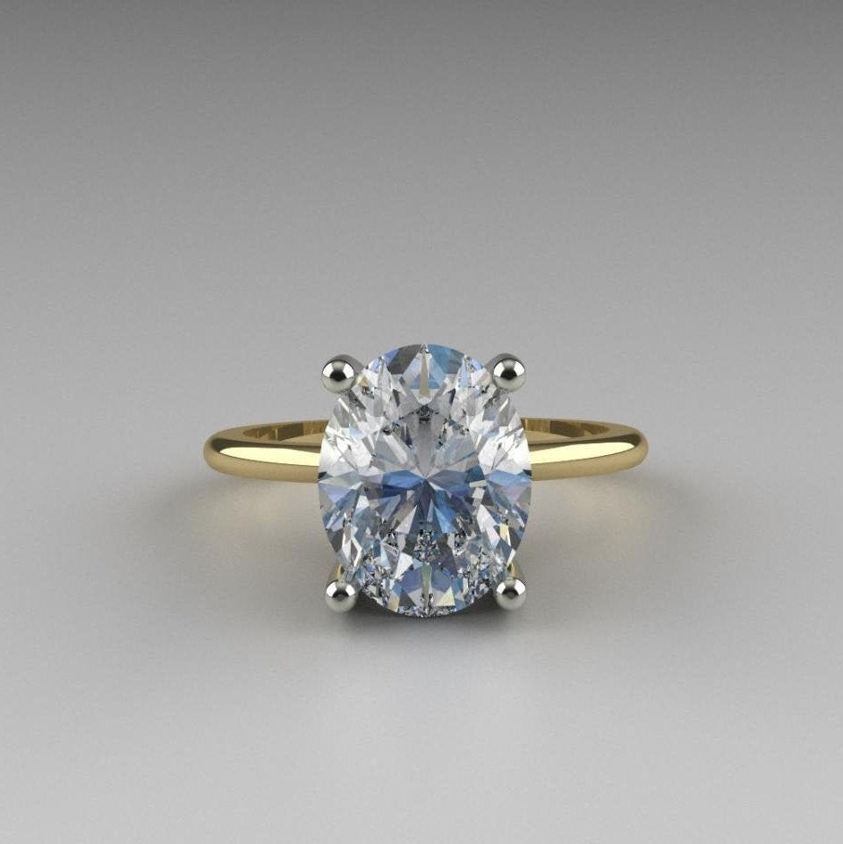 2Ct Oval-cut Solitaire Engagement Ring in 4 Prong Setting Solid Gold