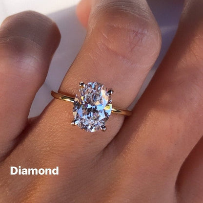 2Ct Oval Cut Diamond Solitaire Engagement Ring in 14k Solid Gold