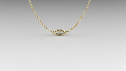 14k Solid Gold Evil Eye Necklace with Natural Gemstone