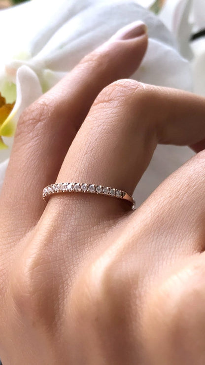 Diamond Half Eternity Wedding Band In 14k Solid Gold