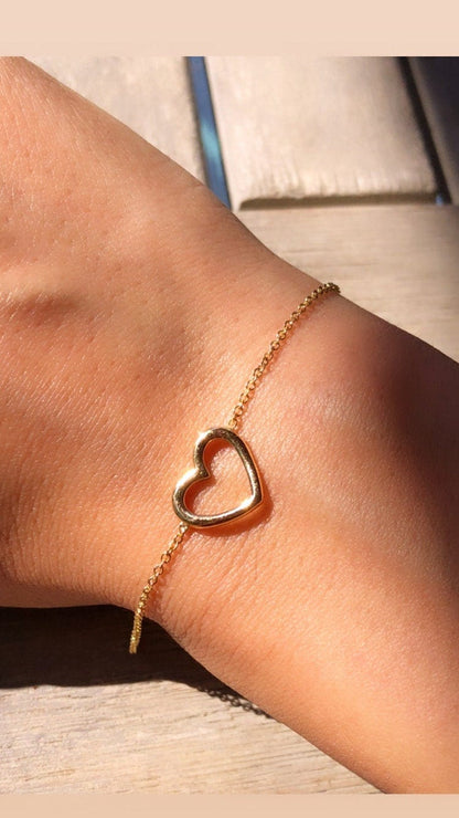 Solid Gold Heart Shape Bracelet