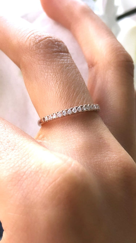 Diamond Half Eternity Wedding Band In 14k Solid Gold