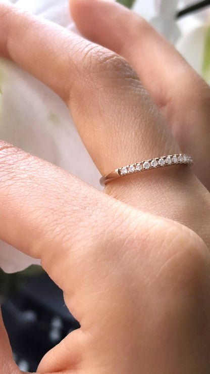 Diamond Half Eternity Wedding Band In 14k Solid Gold