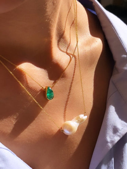 14k Gold Natural Baroque Pearl Pendant Necklace – Unique Natural Pearl Jewelry