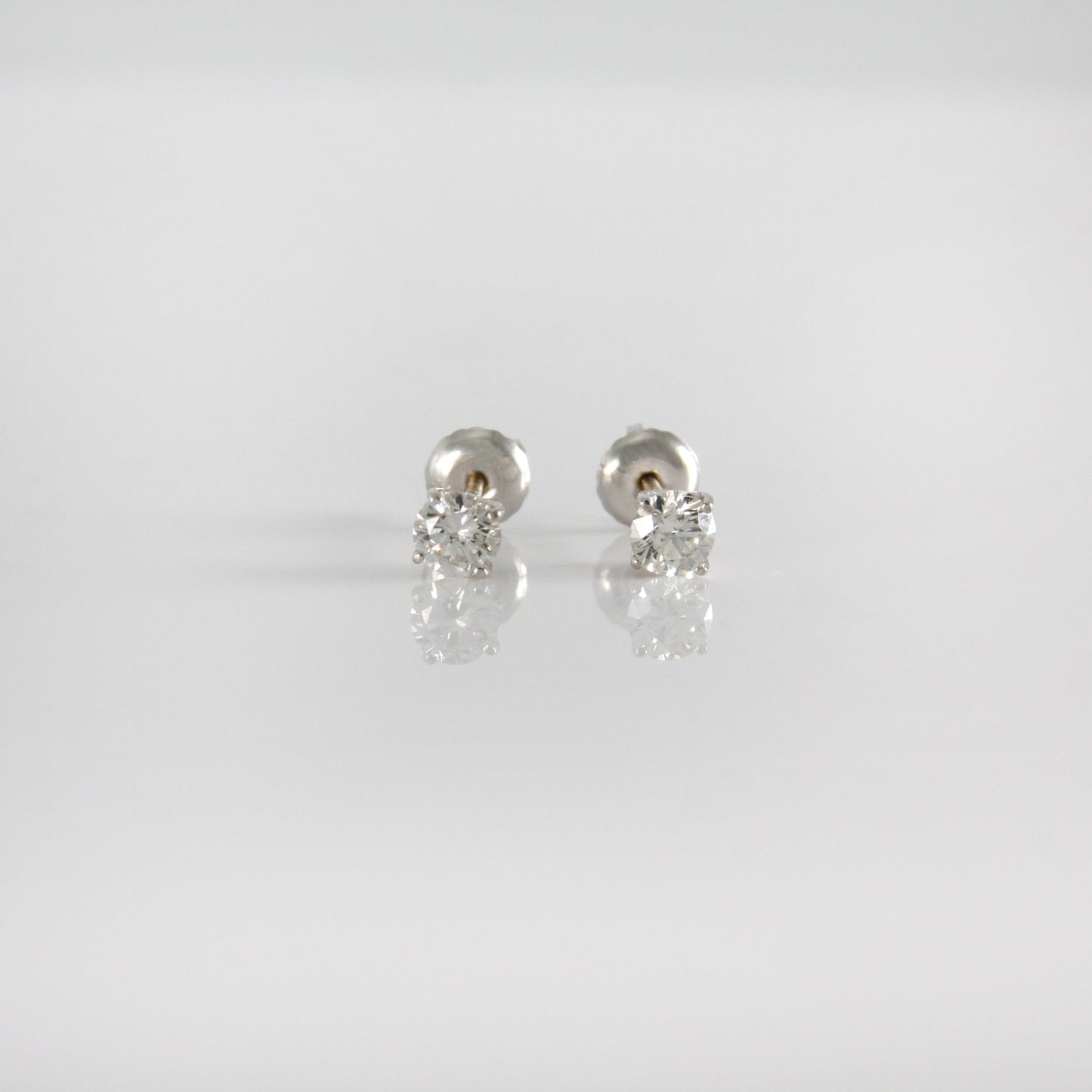 Natural Round Diamond Solitaire Stud Earrings with Screw Back