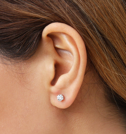 14k Gold Natural Round Diamond Solitaire Stud Earrings with Push Back
