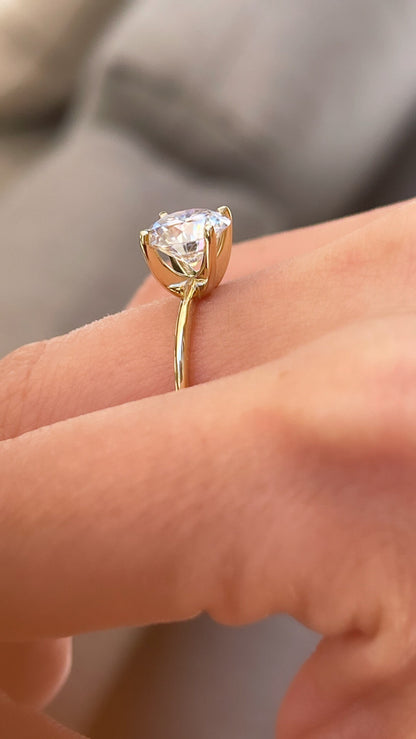 2Ct Round Cut Diamond Solitaire Engagement Ring in 14k Gold- Classic Engagement Ring