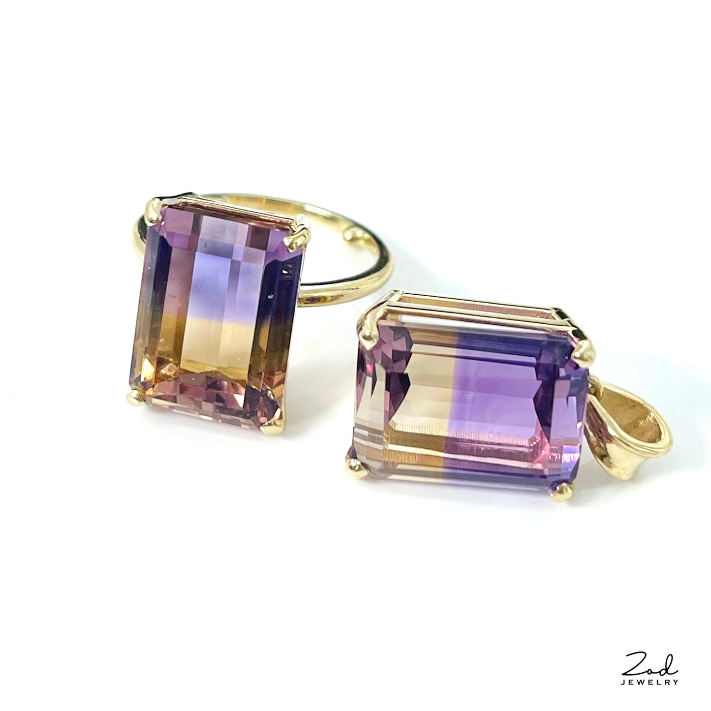 Natural Ametrine Solitaire Pendant is Solid Gold