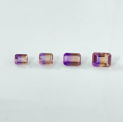 Natural Emerald Cut Ametrine Solitaire Ring 14k Solid Gold