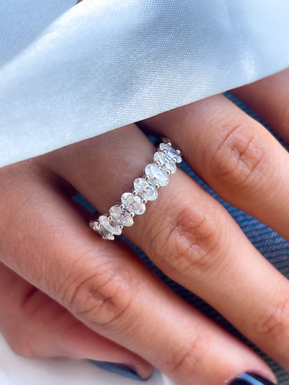 Oval Cut Full Eternity Moissanite Wedding Band in 14k Solid Gold