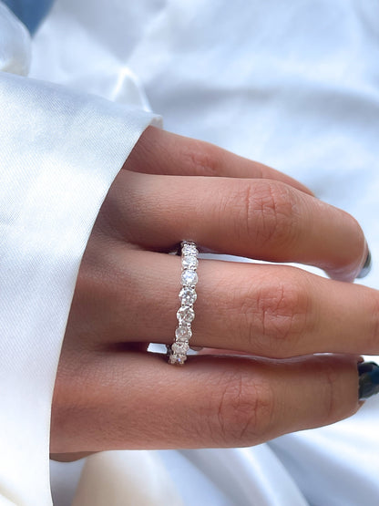 3mm Round Cut Moissanite Full Eternity Wedding Band in 14k Solid Gold