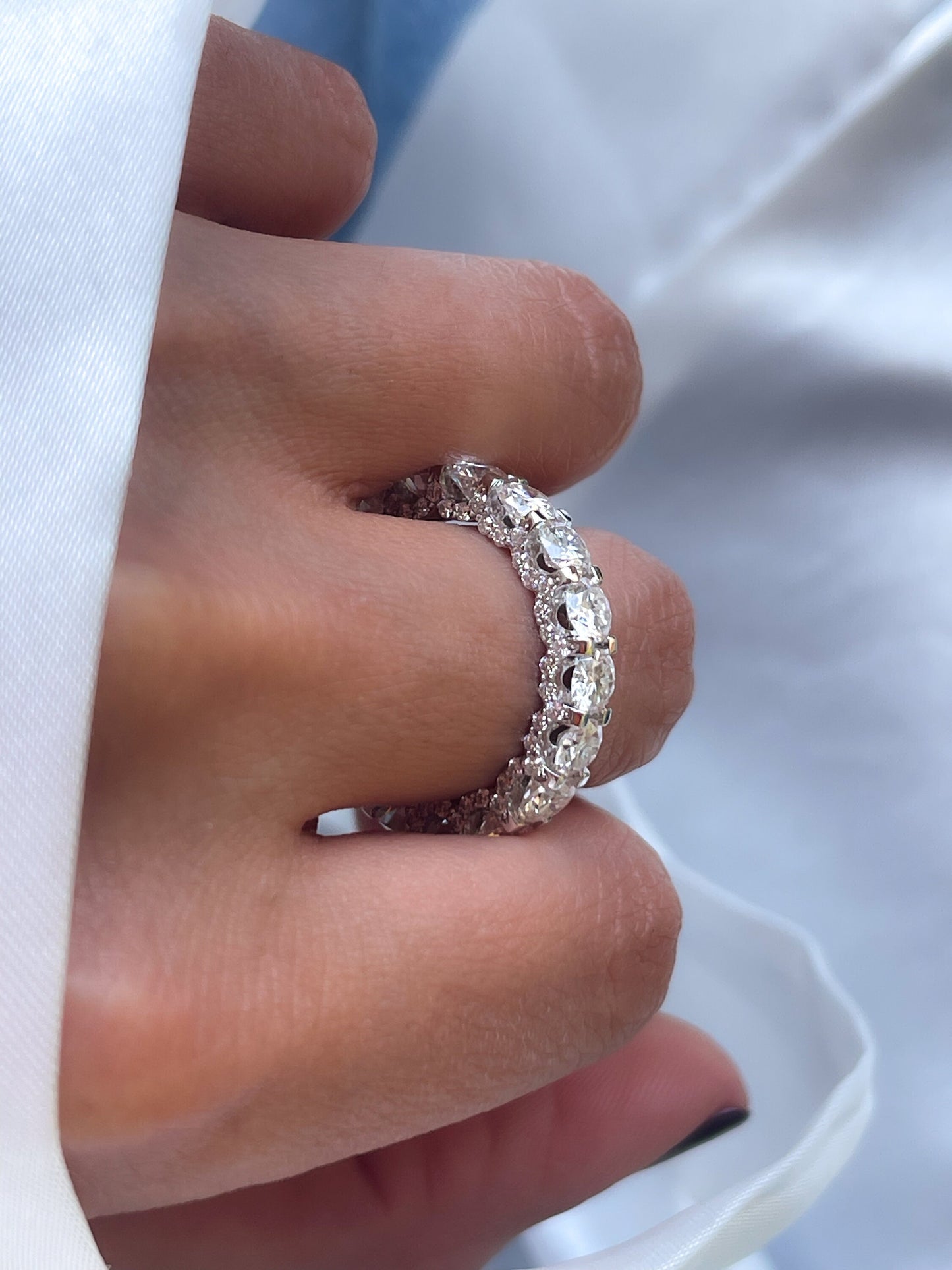 Round Cut Full Eternity Wedding Band in 14k Solid Gold