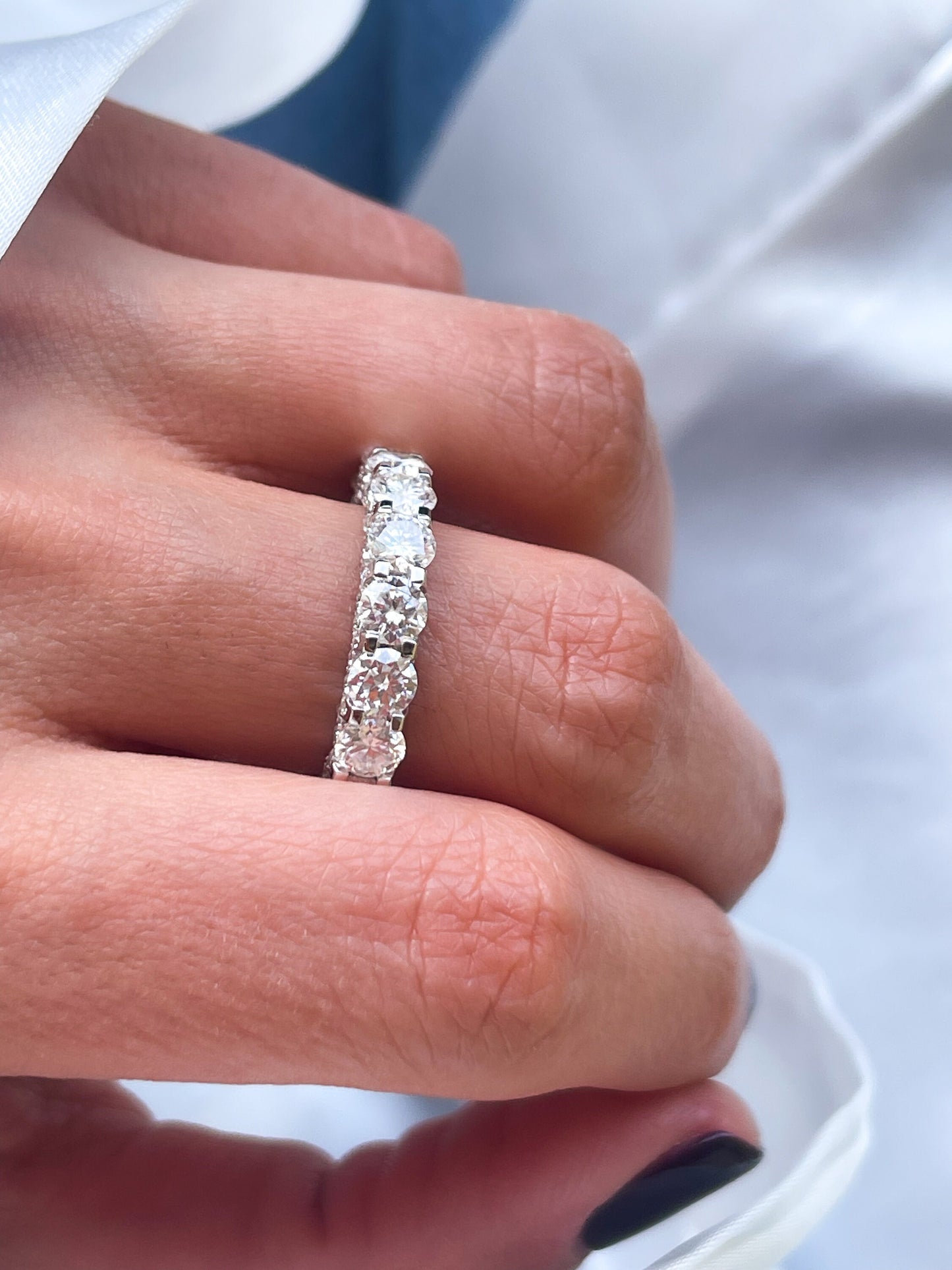 Round Cut Full Eternity Wedding Band in 14k Solid Gold