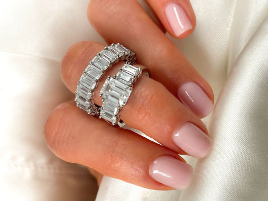 5 Stone Emerald cut Moissanite Engagement Ring in 14k Solid Gold