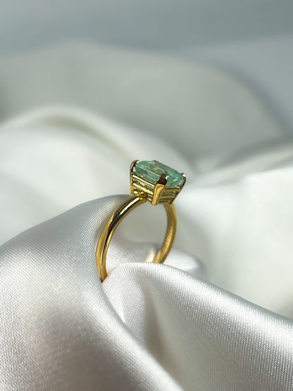 Natural Colombian Green Beryl Ring Solid 14k Gold