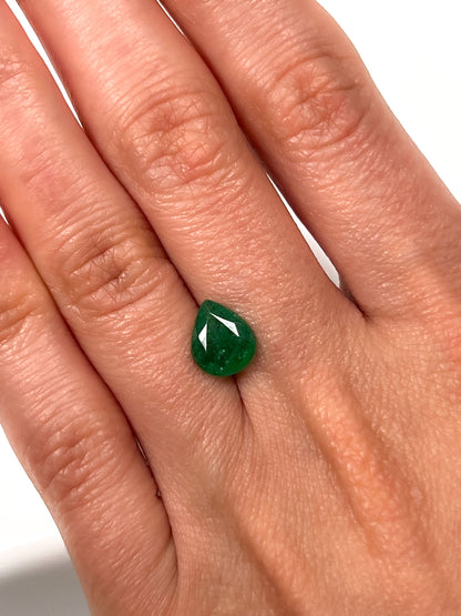 Natural Pear Shaped Emerald Bezel Setting Solitaire Ring in 14k Solid Gold