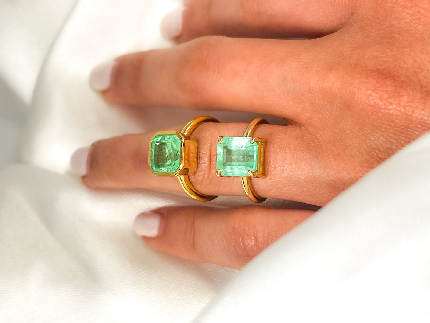 3Ct Natural Colombian Emerald-Cut Emerald Solitaire Ring in Solid Gold