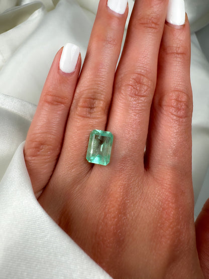 3Ct Natural Colombian Emerald Solitaire Ring in Solid 14k Gold