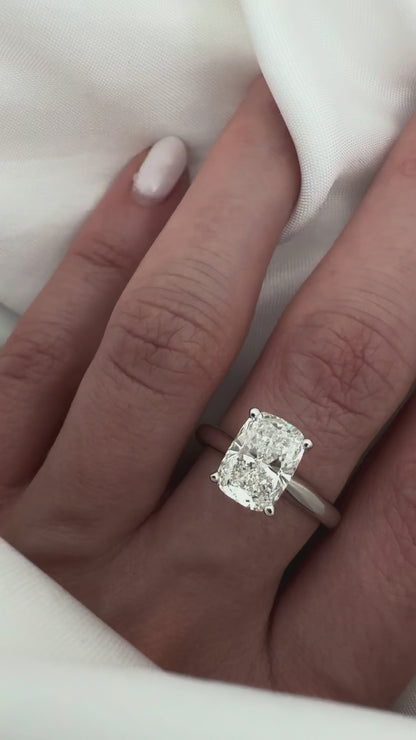 Cushion Cut Diamond Solitaire Engagement Ring, 14k Solid Gold, IGI Certified