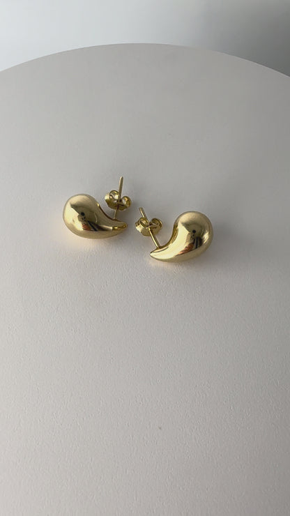 14k Gold Teardrop Earrings: Minimalist Modern Sculptural Studs