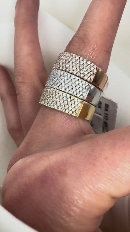 14K Solid Gold Wide Diamond Band – 5 Row Micro Pave Natural Diamond Eternity Ring